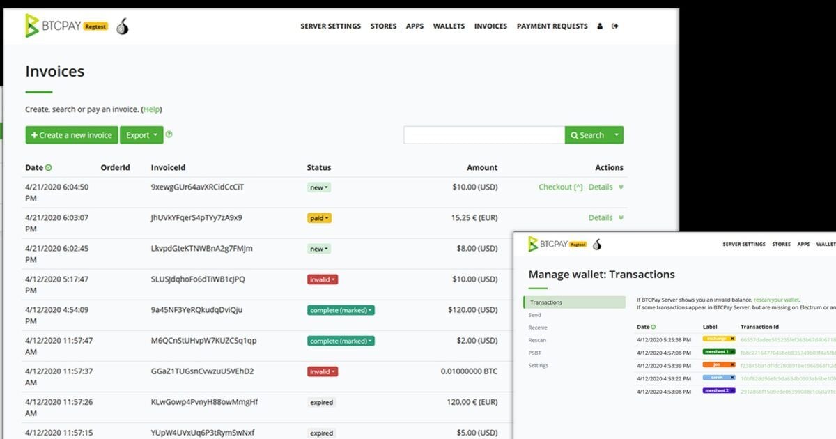 Official BTCPay Server invoice and wallet interface