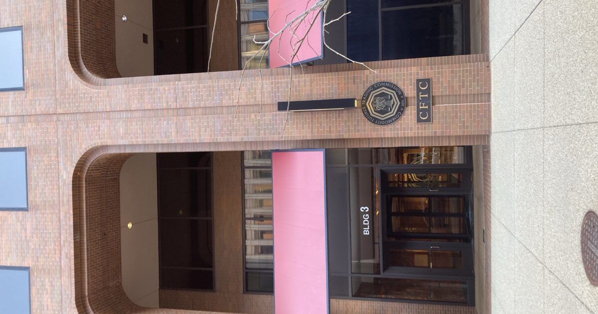 CFTC headquarters entrance in Washington as regulators consider U.S. perpetual markets