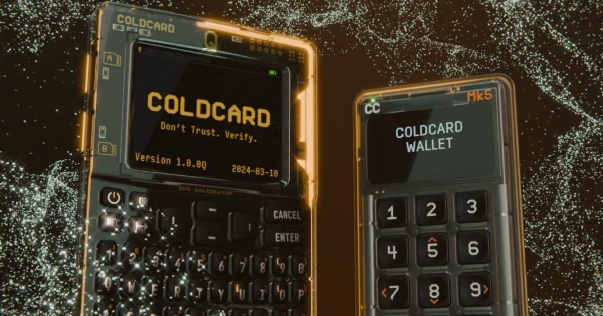 Coldcard Q and Mk5 hardware wallets shown in an official Coldcard image