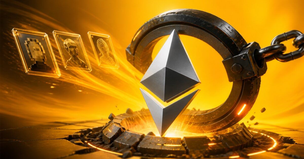 Ethereum symbol caught in a tightening risk ring as NFT assets are pulled away