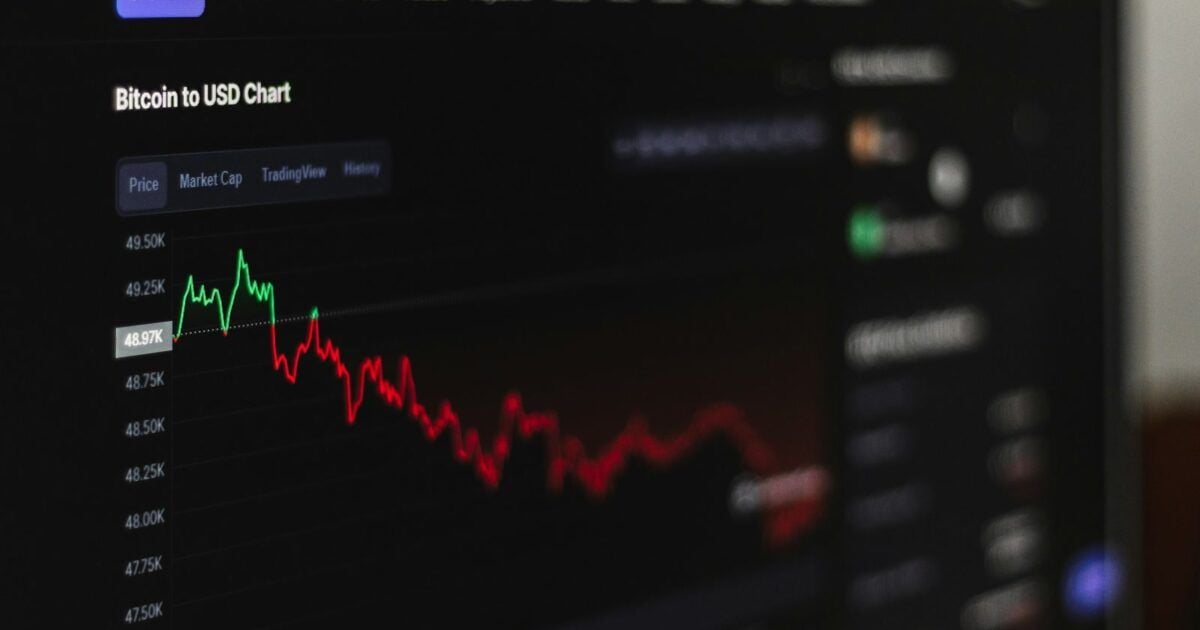 A real Bitcoin price chart displayed on a computer screen