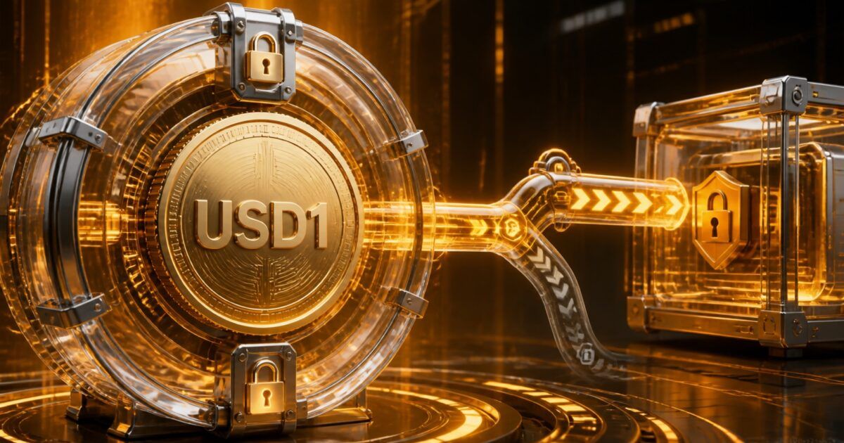 USD1 token secured in a vault with a controlled transfer path