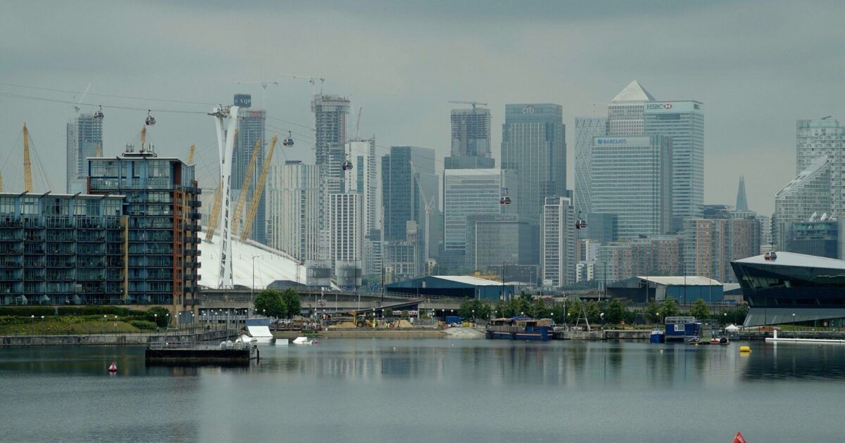 London financial district skyline during the market-hours window linked to XRP Ledger activity
