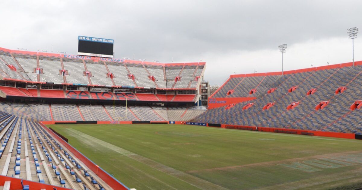 Ben Hill Griffin Stadium, where XRP field logos will appear under the Ripple partnership