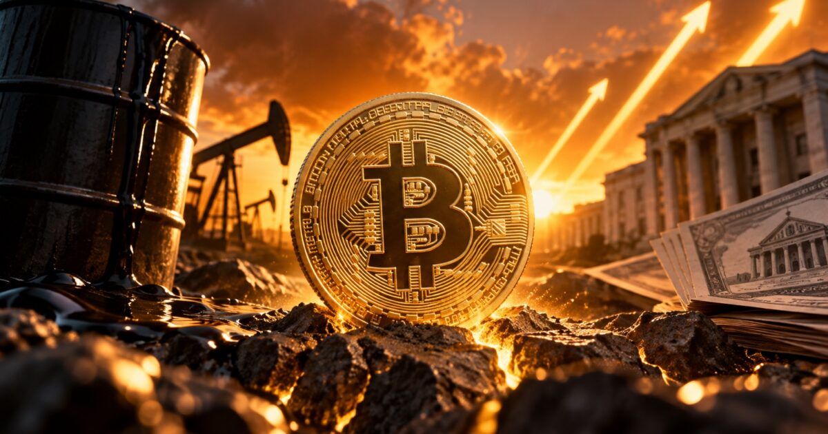 Bitcoin coin between oil production and rising rate pressure