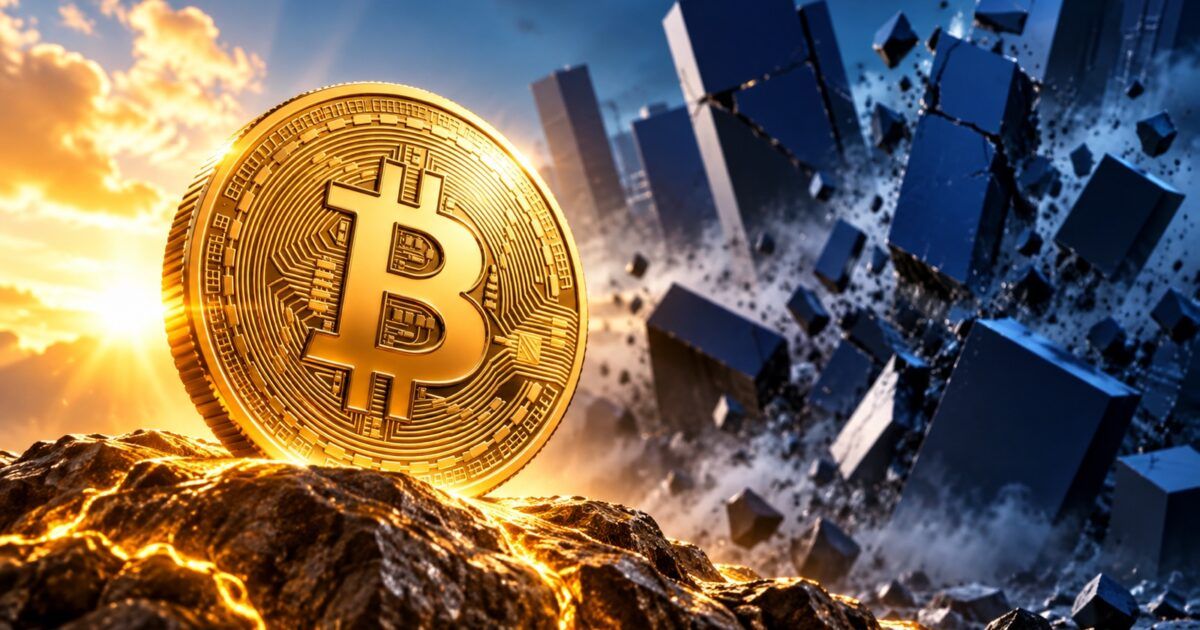 Bitcoin holds firm against a fractured dark-blue technology market backdrop