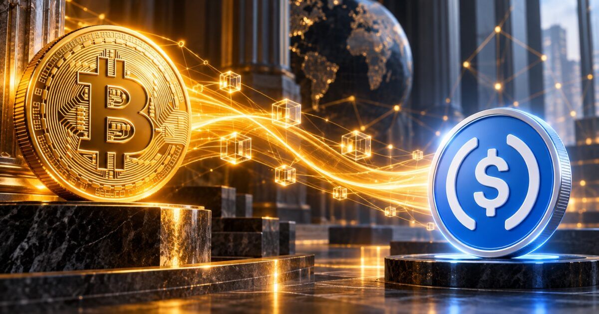 Bitcoin collateral flowing into USDC liquidity for institutional borrowing