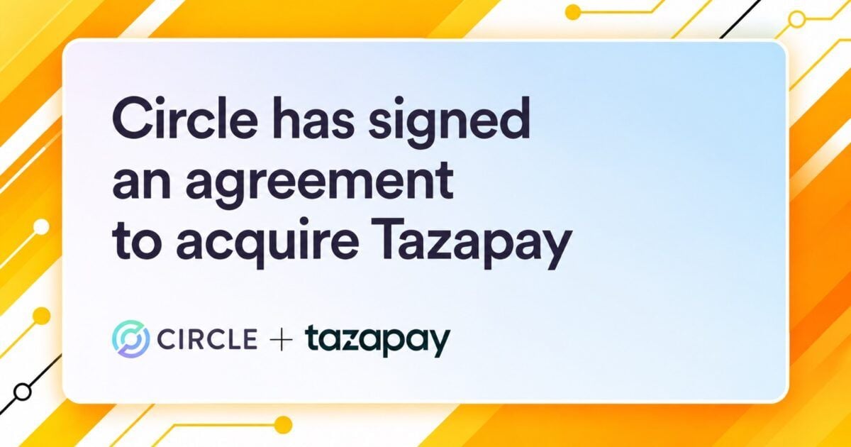 Circle and Tazapay acquisition announcement in a yellow-orange ProCoinNews frame