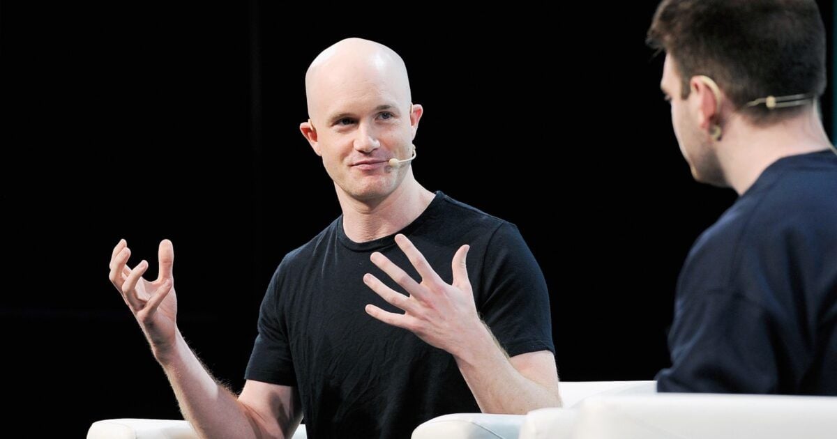 Coinbase CEO Brian Armstrong speaking at TechCrunch Disrupt in 2018