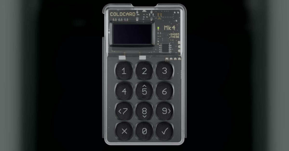 Official COLDCARD Mk4 product image illustrating a 52 Bitcoin white-hat recovery