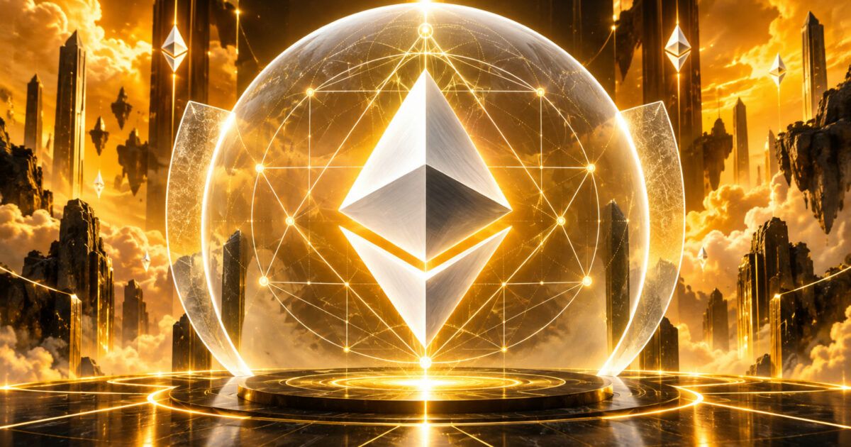 Ethereum symbol protected by a mathematical verification lattice
