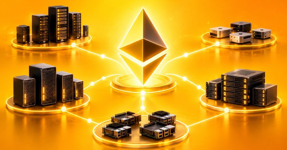 Ethereum diamond connected to several distinct validator node clusters