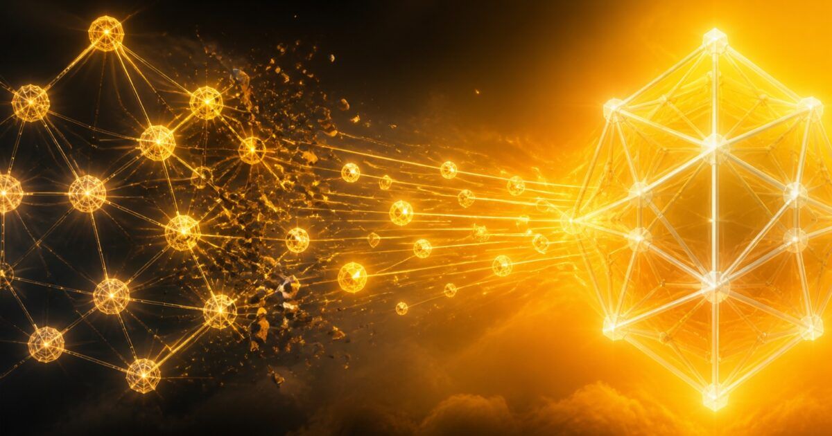 A blockchain network powering down as digital assets migrate into a new network