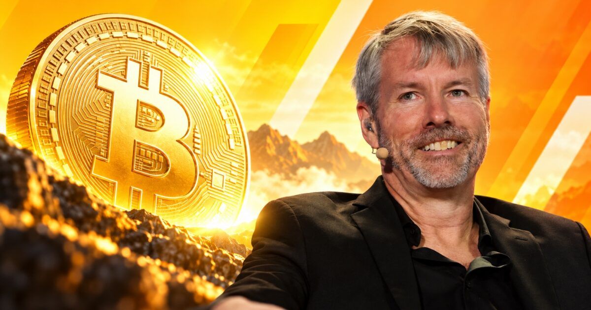 Michael Saylor beside a Bitcoin symbol in a bright orange ProCoinNews design