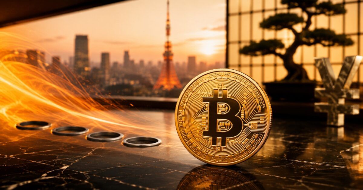 Bitcoin coin in a Japanese corporate setting after Remixpoint sold its altcoin holdings