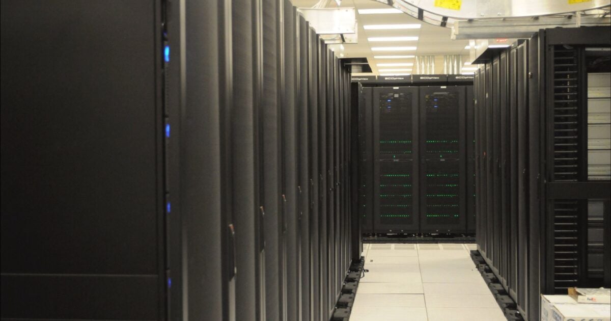 Rows of validator server infrastructure representing Solana faster slot times
