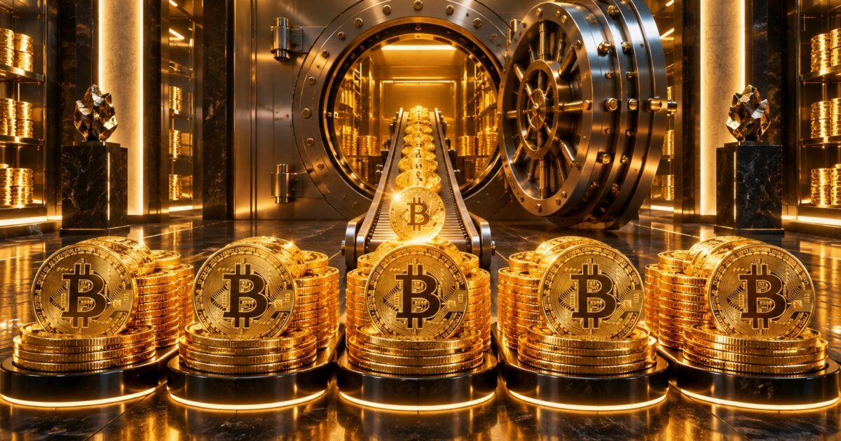 Institutional Bitcoin vault illustrating Strive reaching a 25,000 BTC treasury