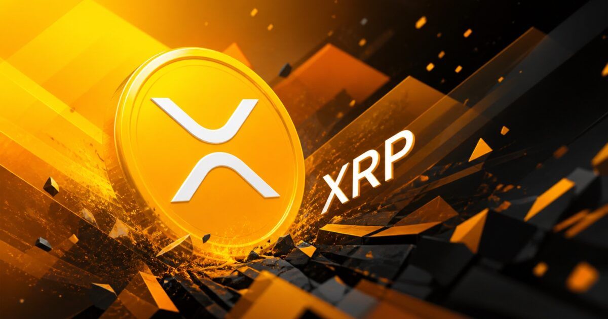 XRP symbol in a premium yellow-orange market-pressure composition