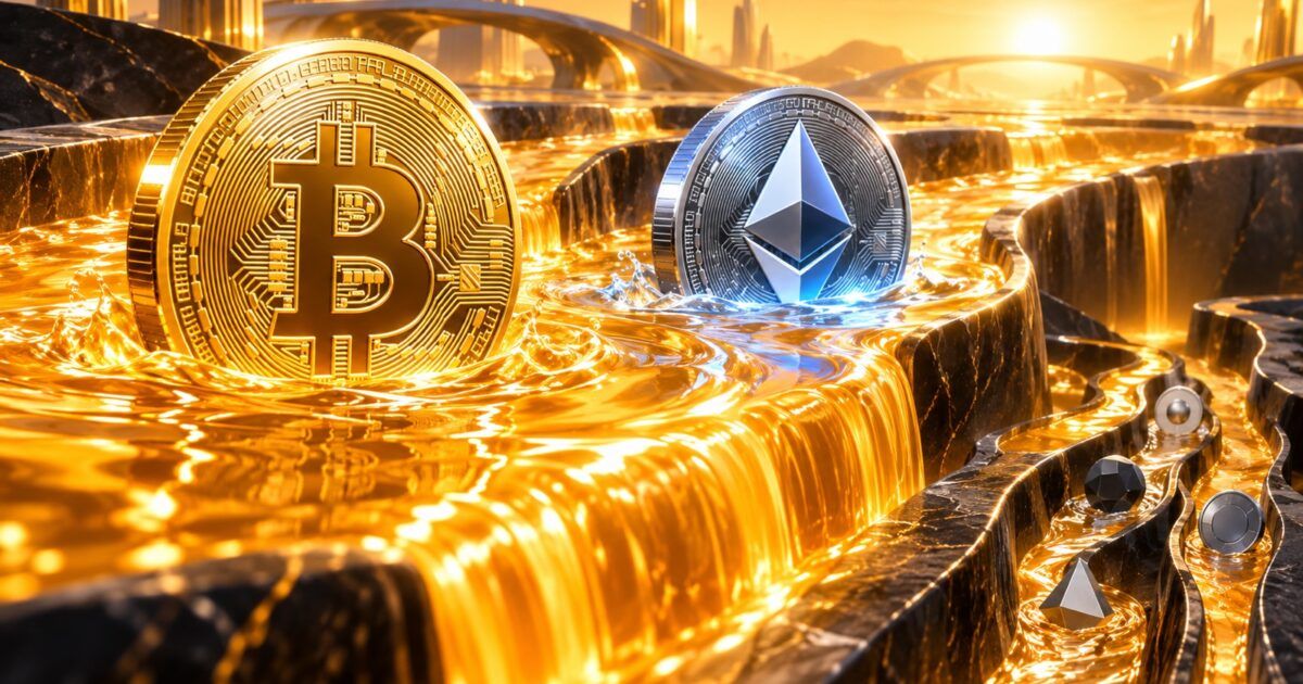Bitcoin and Ether in deep liquidity channels while smaller tokens sit in shallow channels