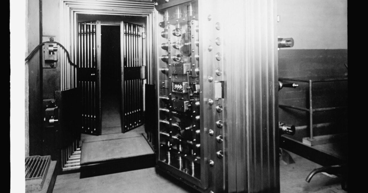 Historic institutional vault door representing BitMine reaching its Ethereum holdings cap