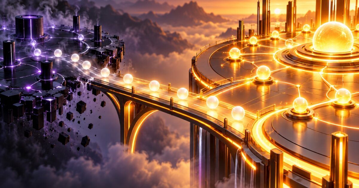 Digital assets crossing a bright bridge from a dimming secondary network to a stable base network