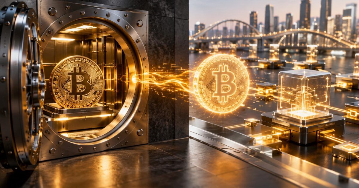 Bitcoin custody vault connected to a wrapped Bitcoin lending and settlement network