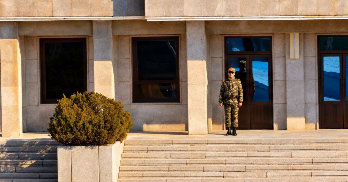 North Korean soldier at the Korean Demilitarized Zone