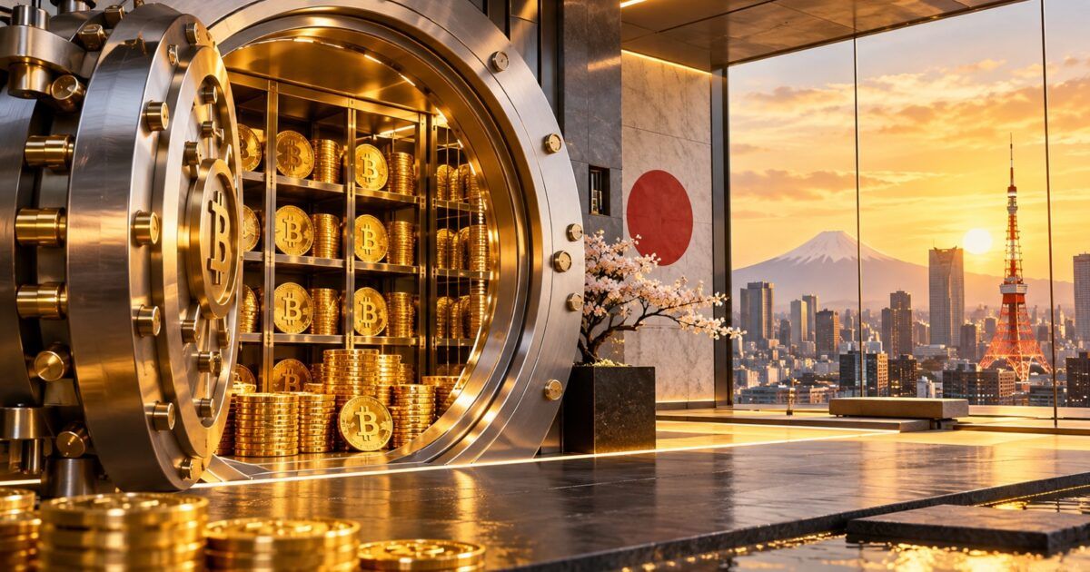 Bitcoin vault overlooking Tokyo for Metaplanet treasury strategy