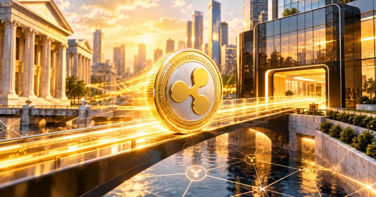 Ripple RLUSD token crossing institutional rails toward a modern brokerage gateway