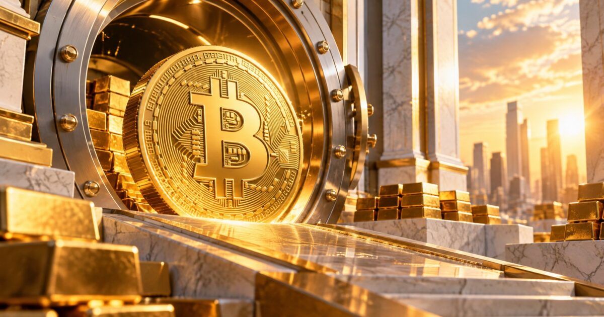 Bitcoin treasury visual in ProCoinNews yellow and orange