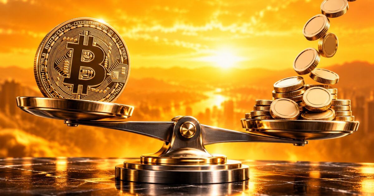 Bitcoin and recurring payment tokens balanced on a financial scale