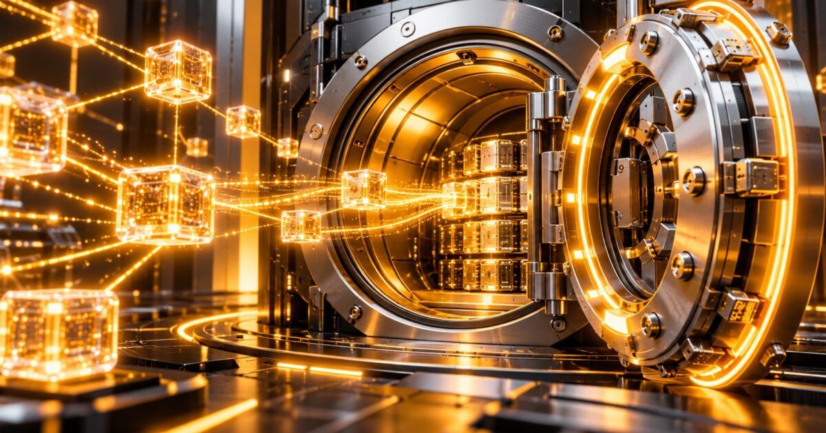 Secure digital lending vault connected to an XRP Ledger network