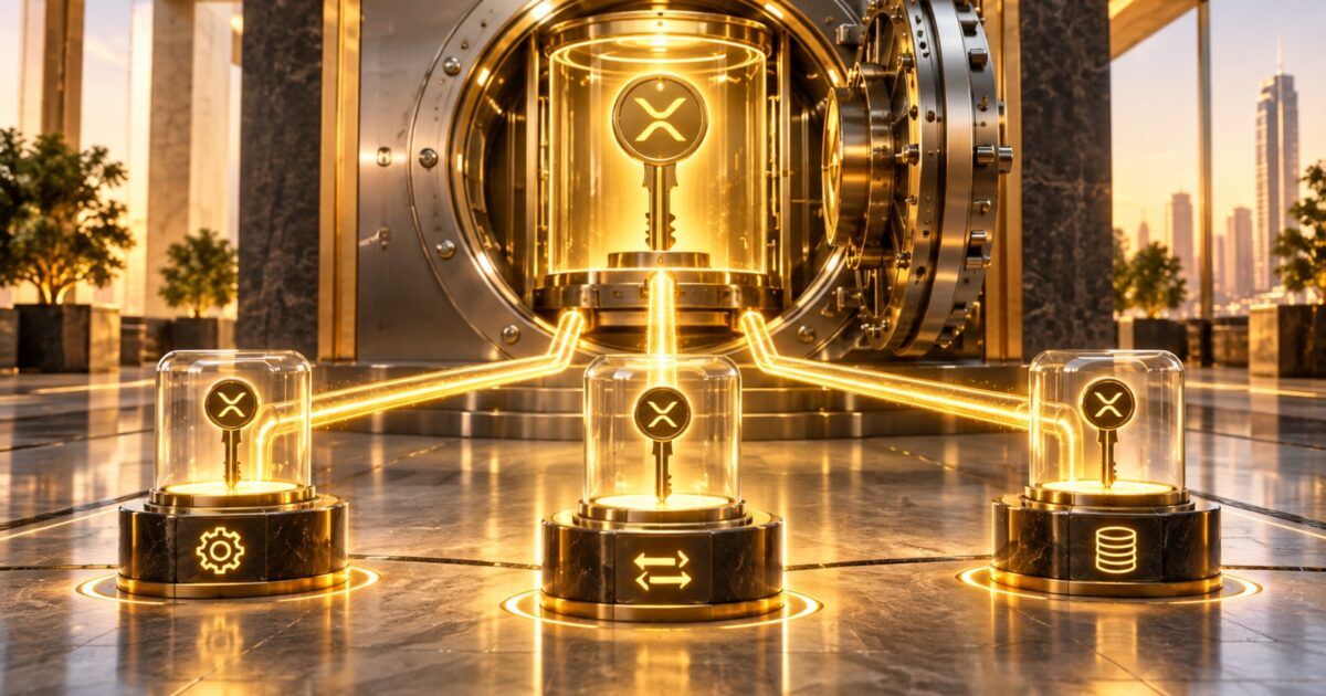 XRP Ledger master key secured in a vault with three separate delegated operational keys